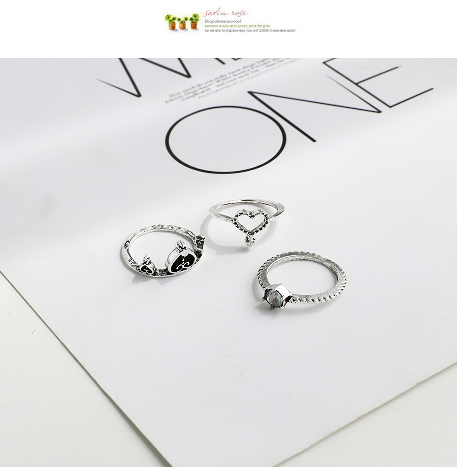 Fashion Silver Alloy Letter Love Ring Set,Rings Set