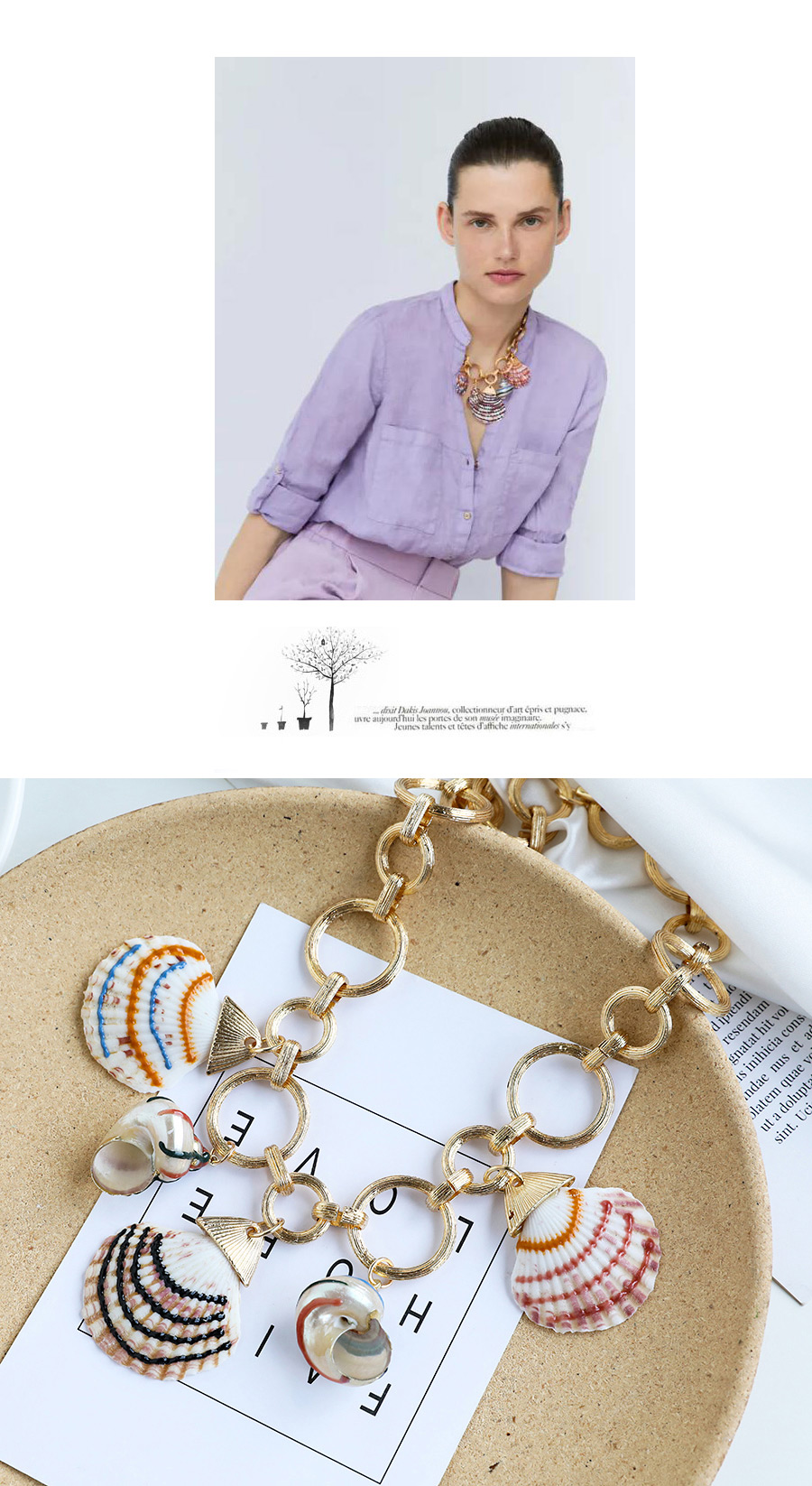 Fashion Golden Alloy Chain Shell Conch Necklace,Pendants
