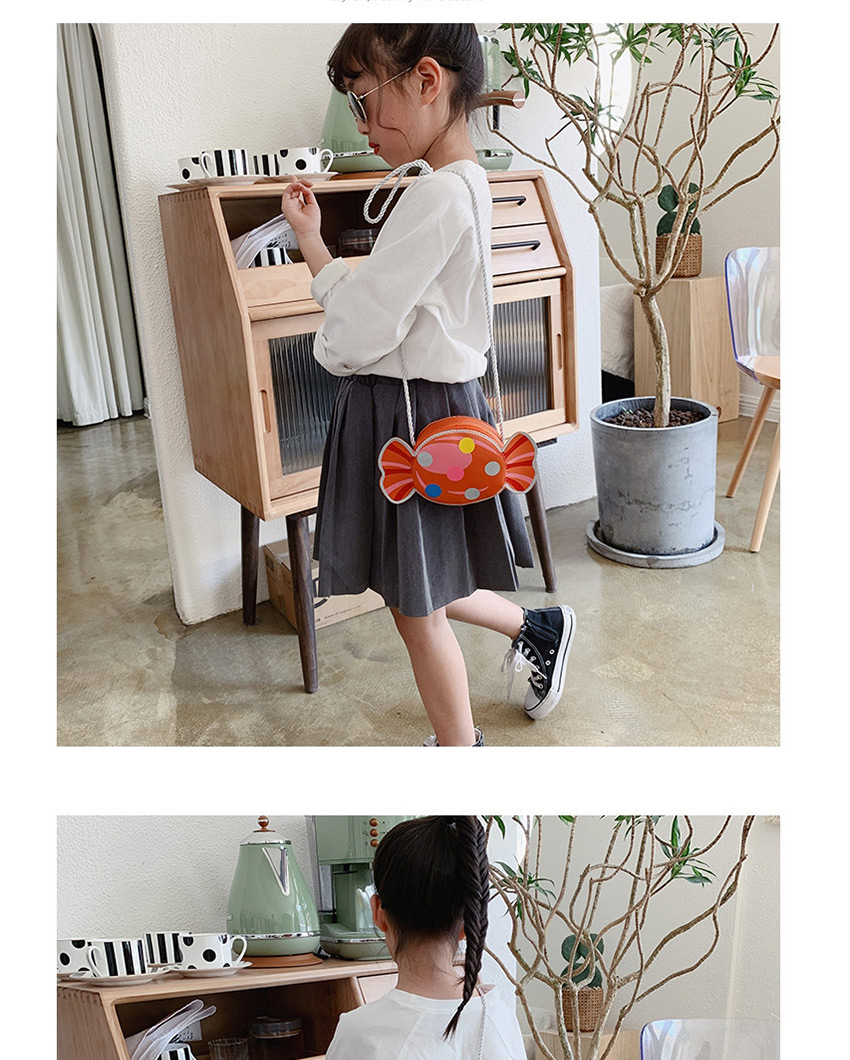 Fashion Orange Candy Print Woven Rope Childrens Shoulder Messenger Bag,Shoulder bags