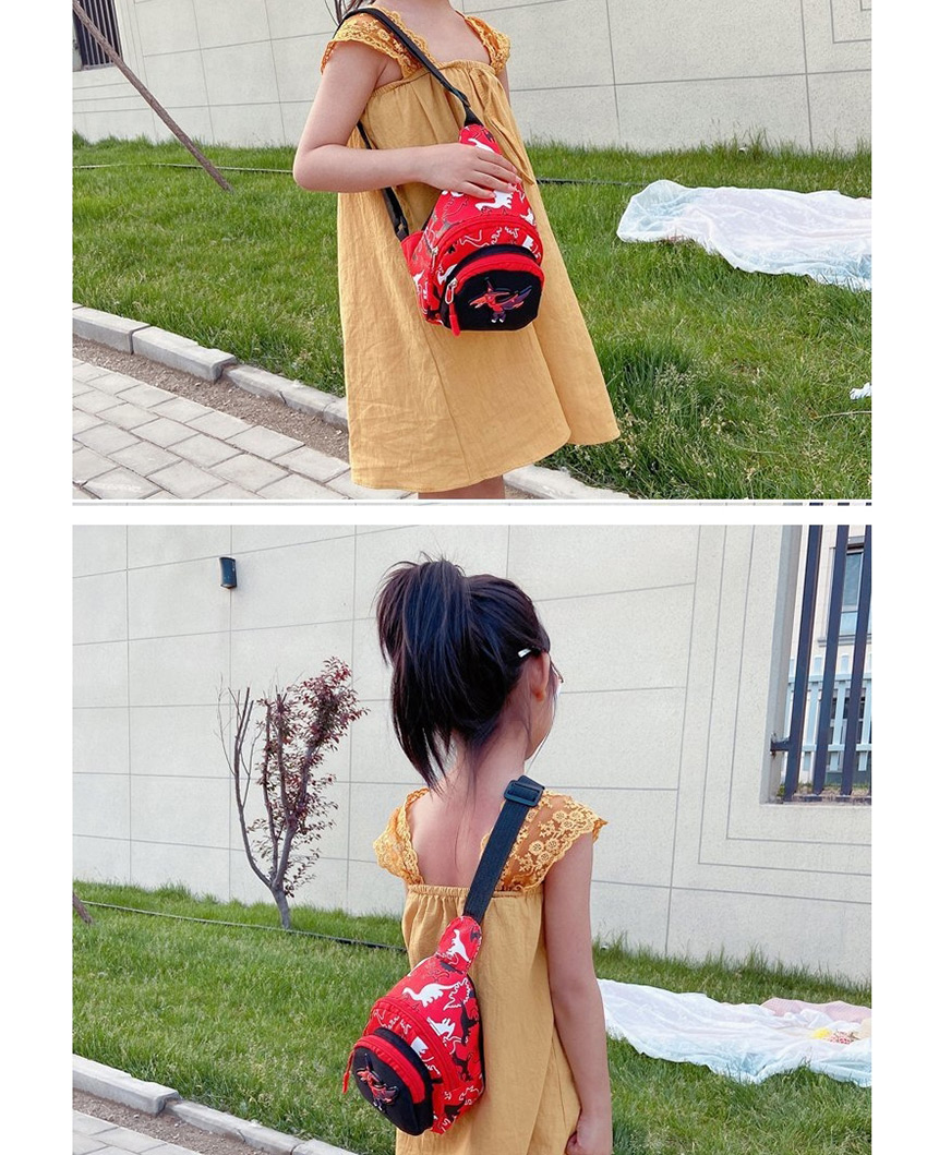 Fashion Red Pterosaur Dinosaur Print Contrast Color Children Crossbody Chest Bag,Shoulder bags