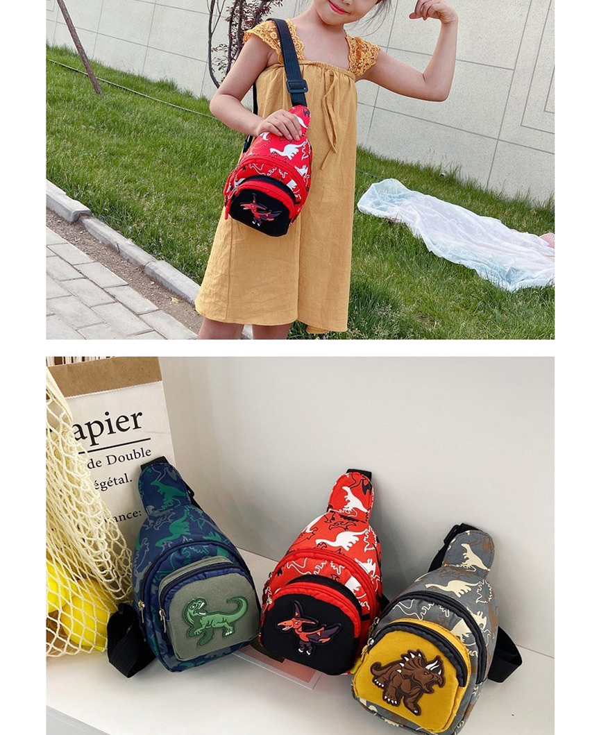 Fashion Red Pterosaur Dinosaur Print Contrast Color Children Crossbody Chest Bag,Shoulder bags