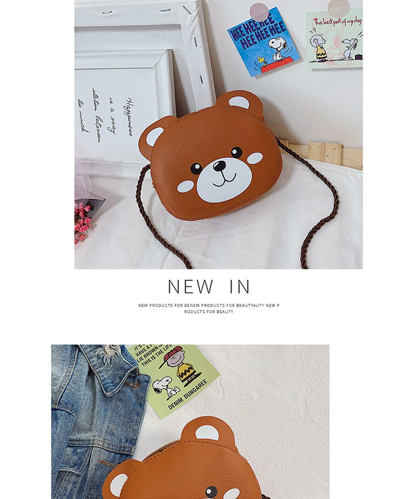 Fashion Brown Bear Animal Print Twisted Shoulder Messenger Bag,Shoulder bags