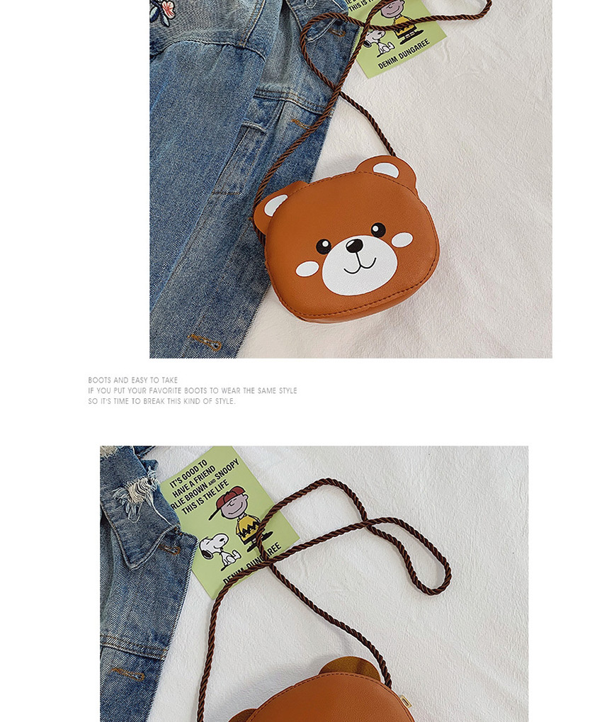 Fashion Brown Bear Animal Print Twisted Shoulder Messenger Bag,Shoulder bags