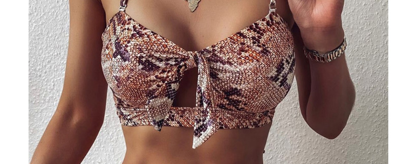 Fashion Leopard Print Leopard Print Tethered Hollow Split Swimsuit,Bikini Sets
