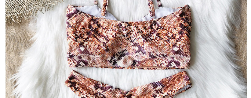 Fashion Leopard Print Leopard Print Tethered Hollow Split Swimsuit,Bikini Sets