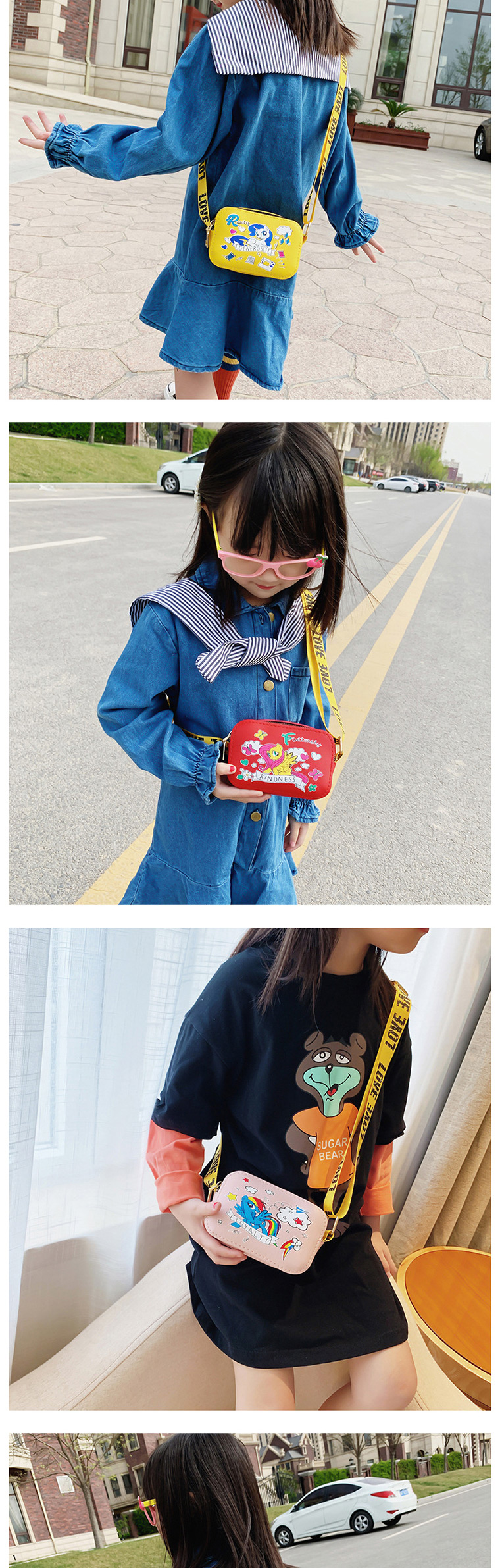 Fashion Pink Childrens Shoulder Crossbody Bag With Letter Strap Print,Shoulder bags