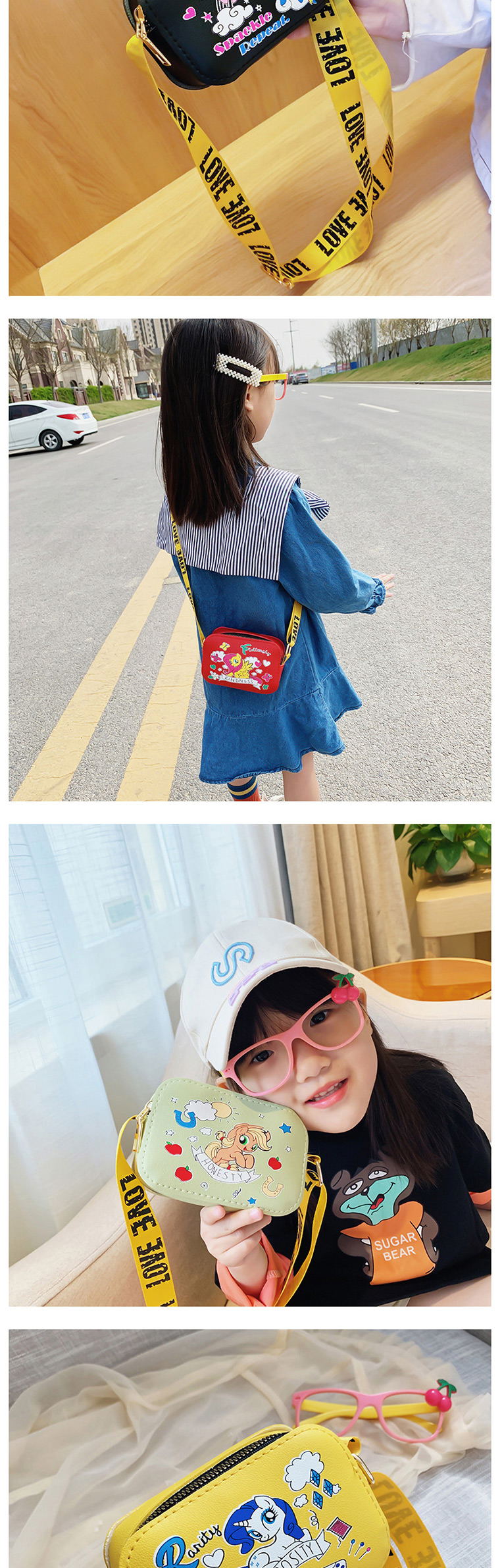 Fashion Pink Childrens Shoulder Crossbody Bag With Letter Strap Print,Shoulder bags
