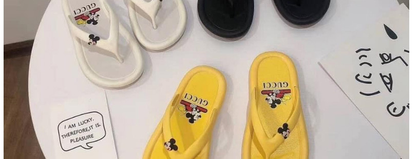 Fashion Black Mickey Print Flip Flop Sandals,Slippers