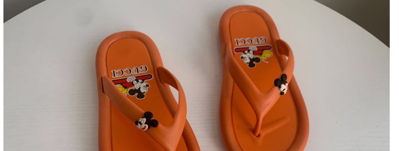 Fashion Orange Mickey Print Flip Flop Sandals,Slippers