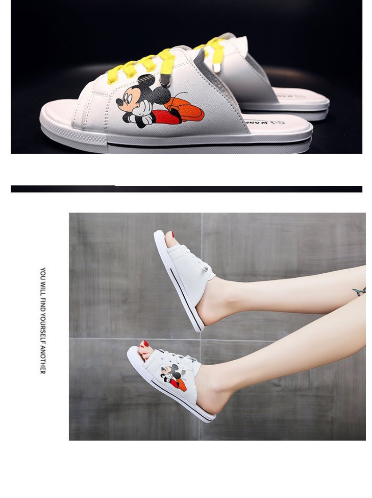 Fashion Yellow Open-toe Mickey Mouse Printed Sandals And Slippers,Slippers