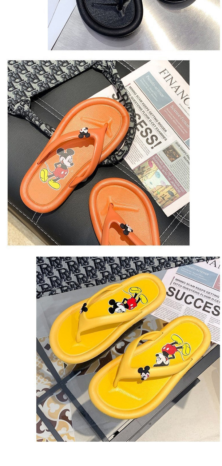 Fashion Orange Mickey Print Flat Sandals,Slippers