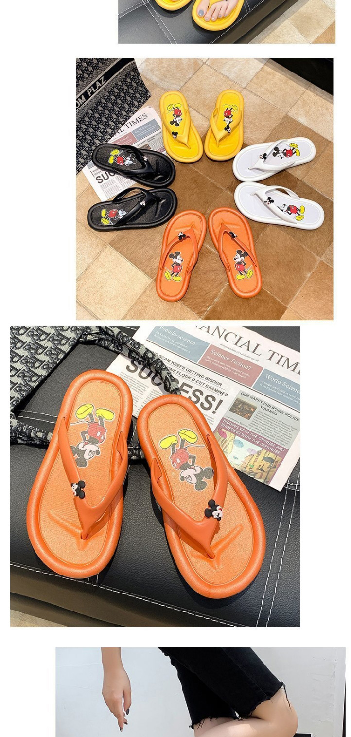 Fashion Orange Mickey Print Flat Sandals,Slippers