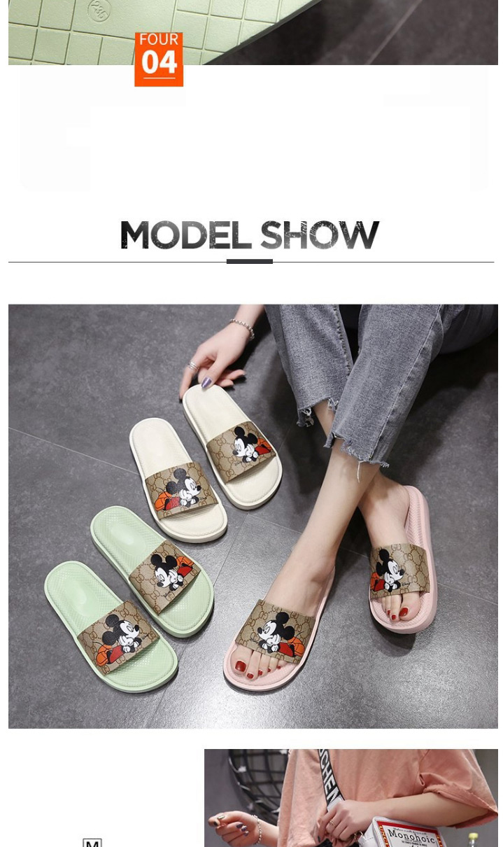 Fashion Pink Mickey Print Sandals And Slippers,Slippers