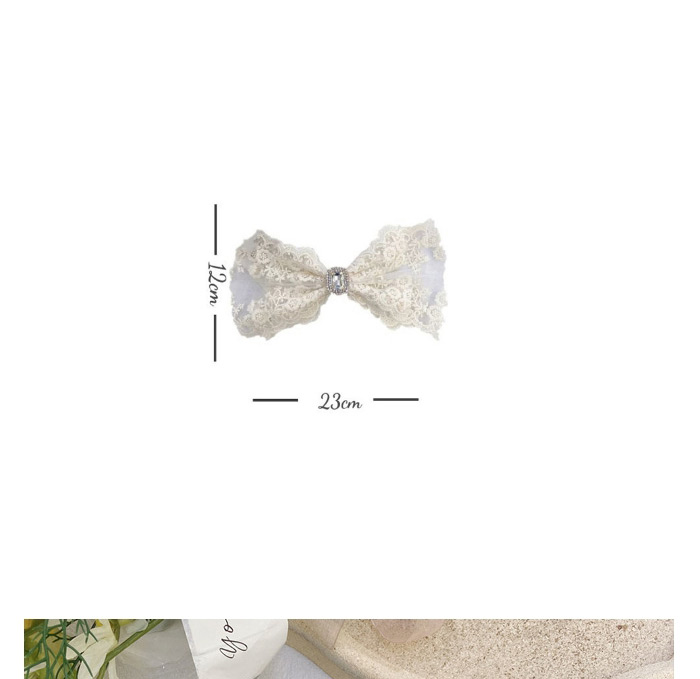 Fashion Beige Large Bow Lace Hairpin With Diamonds,Hairpins