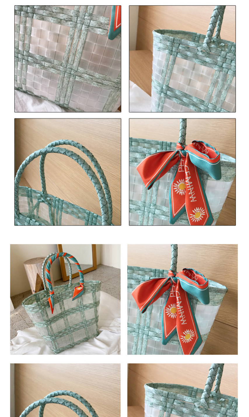 Fashion Small Khaki Plastic Transparent Woven Silk Scarf Handbag,Handbags