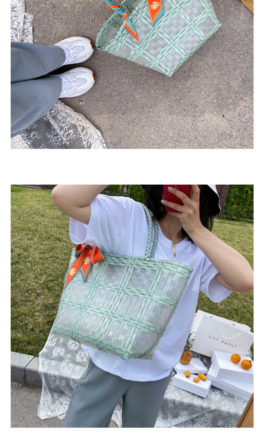 Fashion Trumpet Green Plastic Transparent Woven Silk Scarf Handbag,Handbags