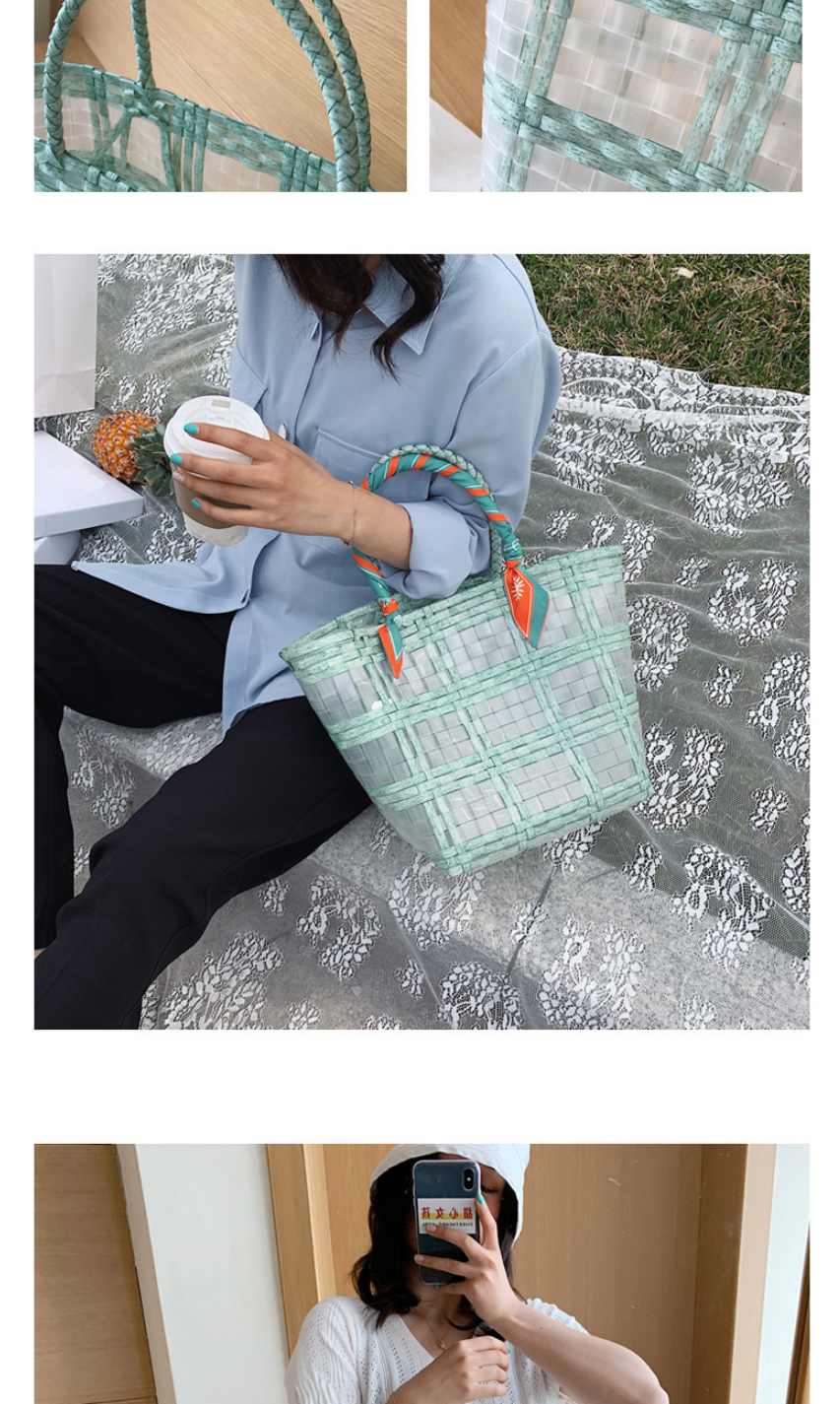 Fashion Large Khaki Plastic Transparent Woven Silk Scarf Handbag,Handbags