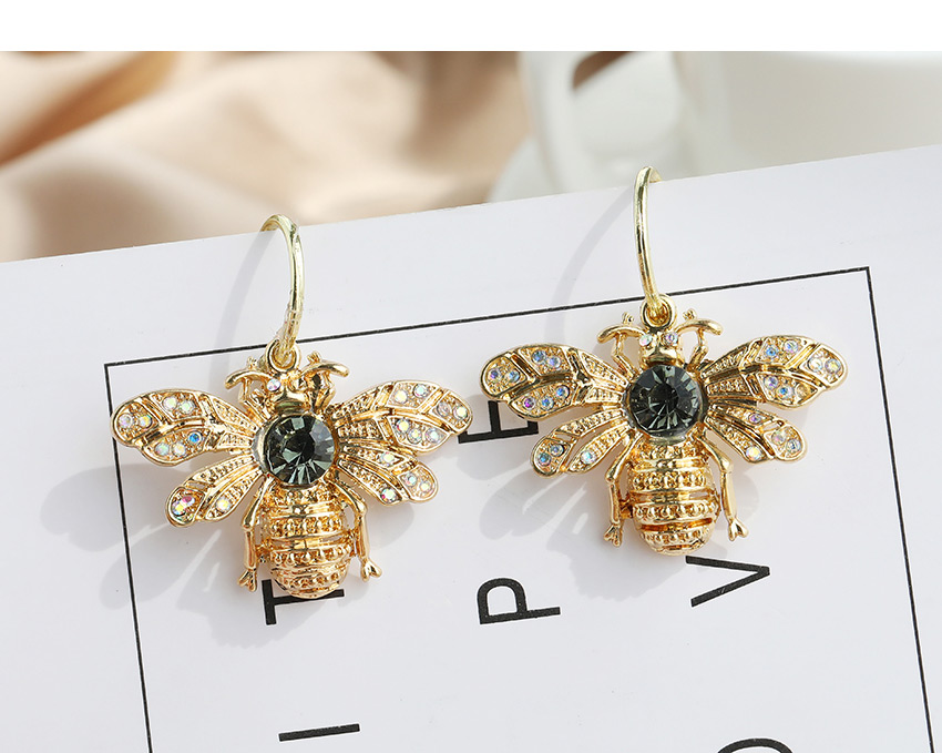 Fashion Golden Copper Inlaid Zircon Bee Studs,Drop Earrings