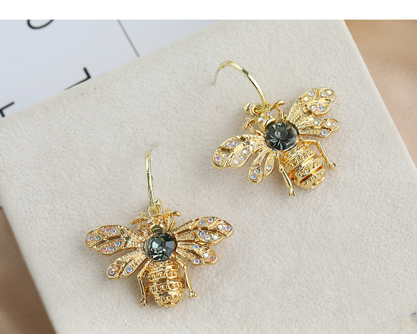 Fashion Golden Copper Inlaid Zircon Bee Studs,Drop Earrings