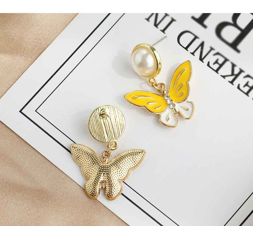 Fashion Golden Copper Inlaid Zircon Pearl Butterfly Stud Earrings,Drop Earrings
