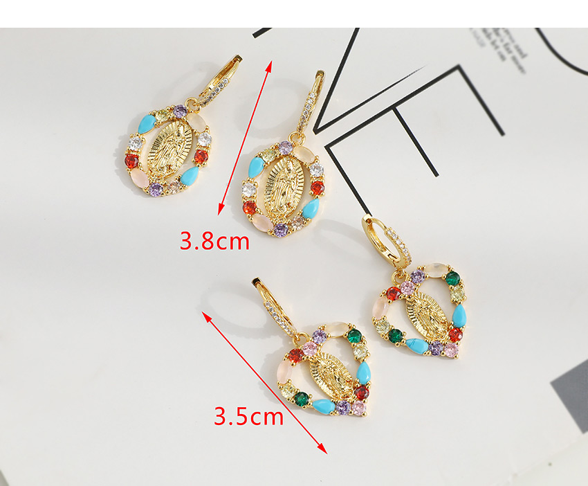 Fashion Golden Copper Studded Zircon Portrait Stud Earrings,Drop Earrings