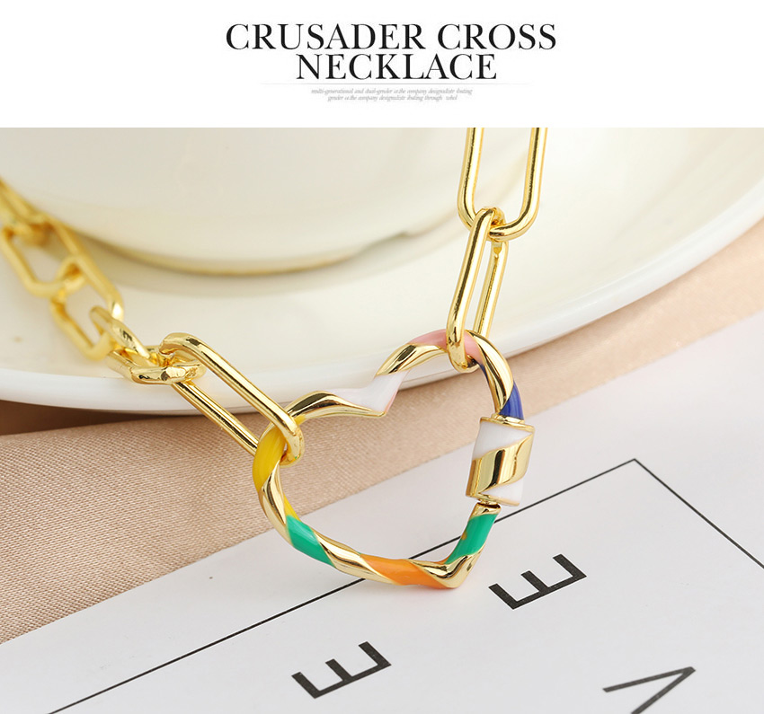 Fashion Pentagram Copper Color Geometric Necklace,Chains