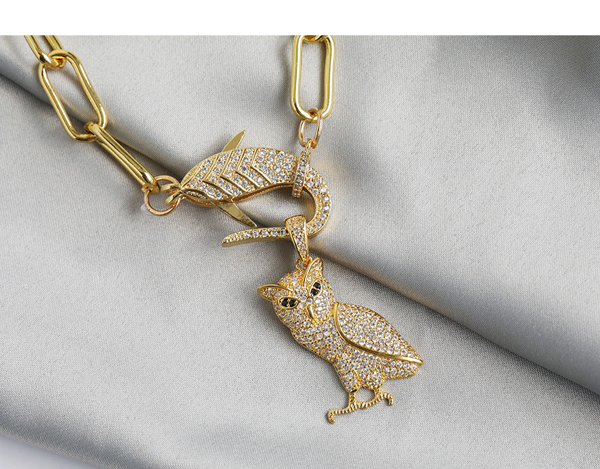 Fashion Golden 3 Copper-inlaid Zircon Portrait Dolphin Necklace,Chains