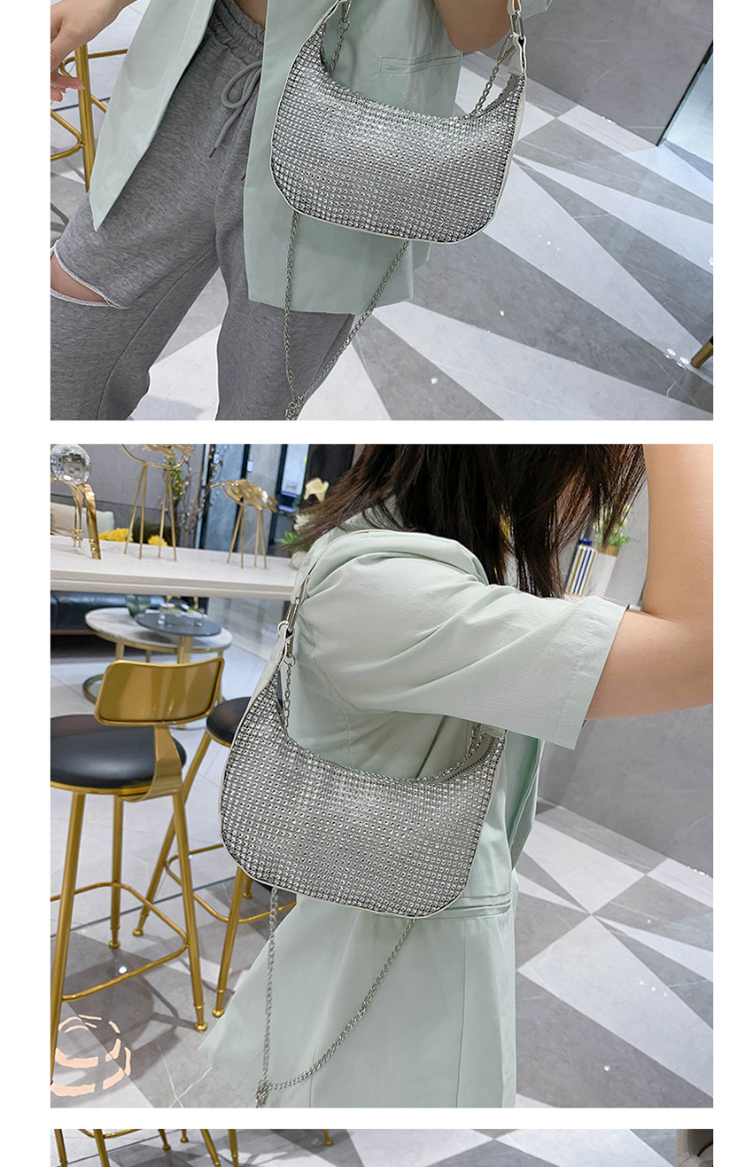 Fashion Black Geometrical Shoulder Cross Bag With Diamond Chain,Shoulder bags