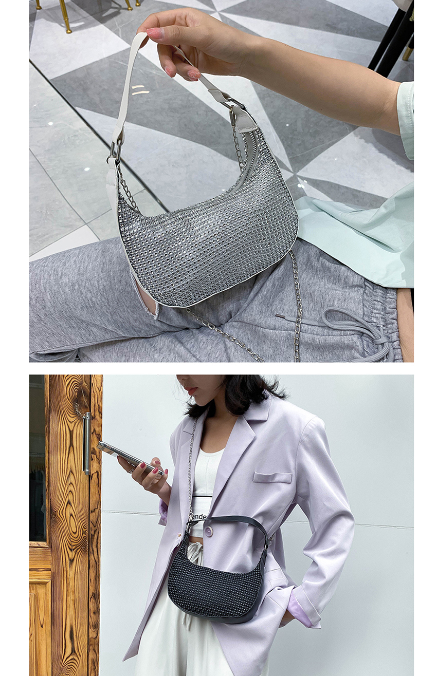 Fashion Silver Geometrical Shoulder Cross Bag With Diamond Chain,Shoulder bags