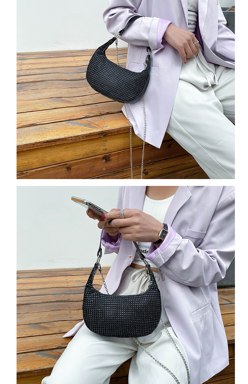 Fashion Silver Geometrical Shoulder Cross Bag With Diamond Chain,Shoulder bags