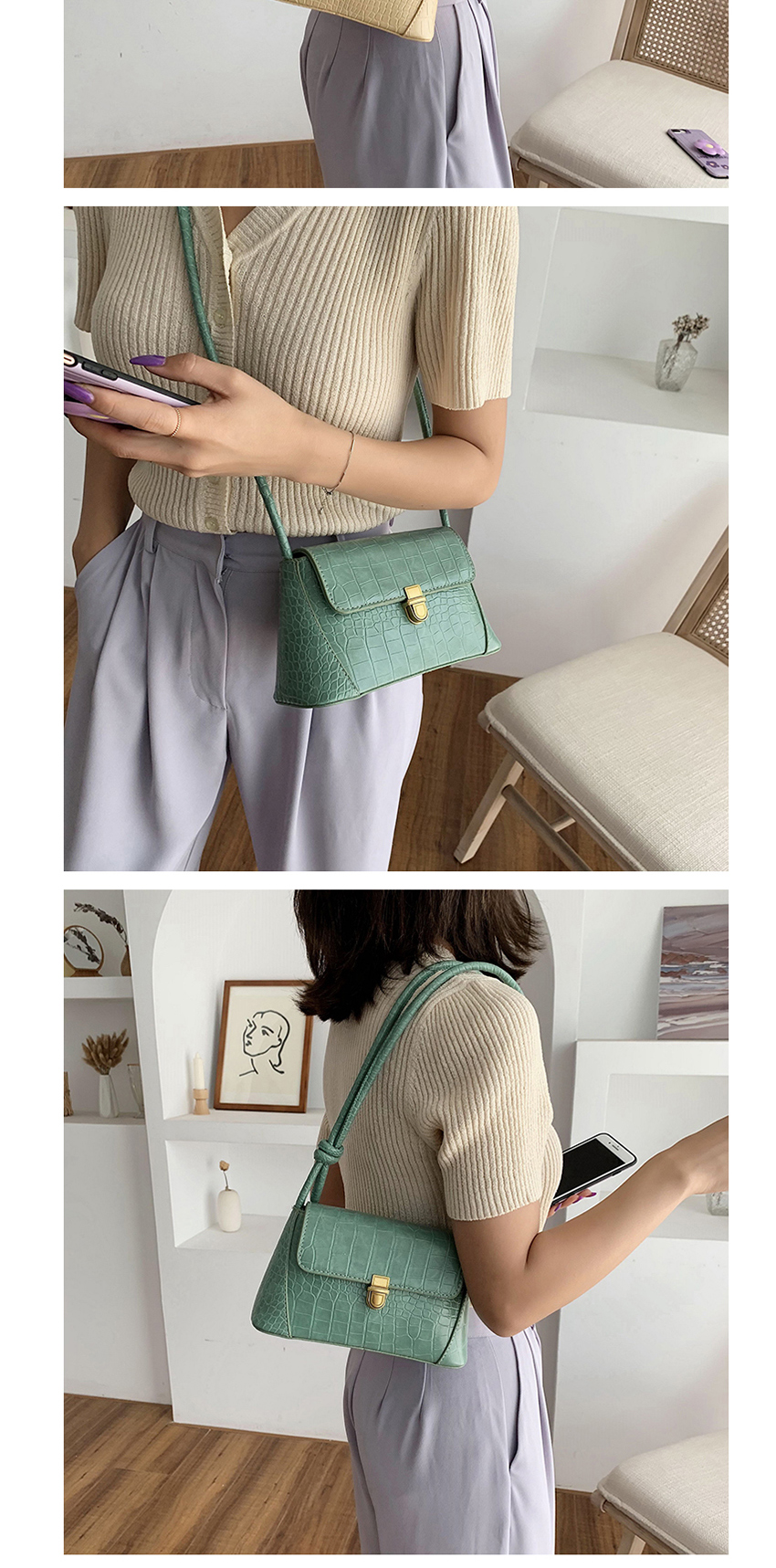 Fashion Purple Crocodile-lock Shoulder Bag,Messenger bags