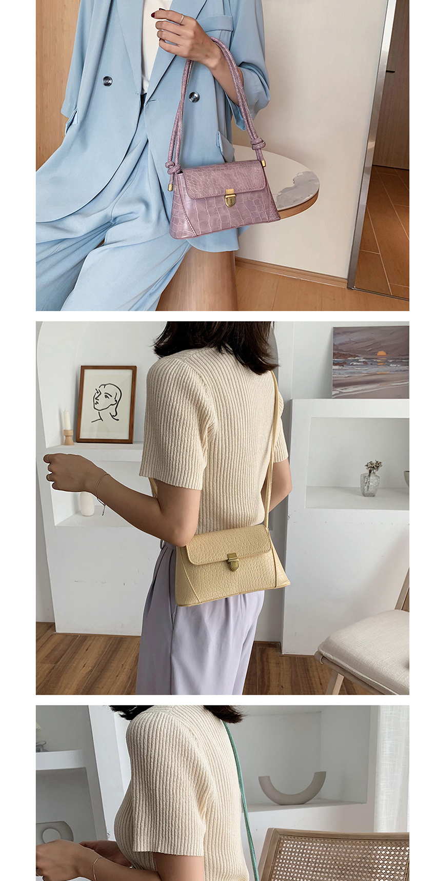 Fashion White Crocodile-lock Shoulder Bag,Messenger bags