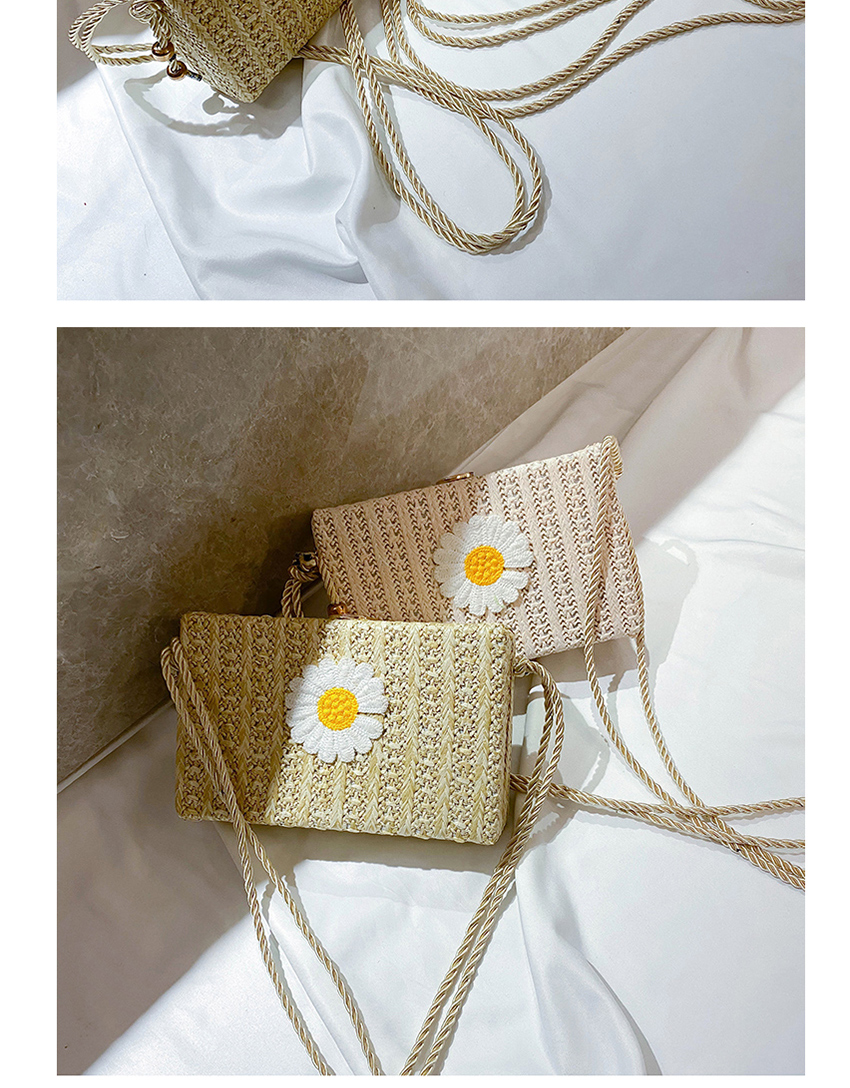 Fashion Creamy-white Straw Woven Square Shoulder Bag,Shoulder bags