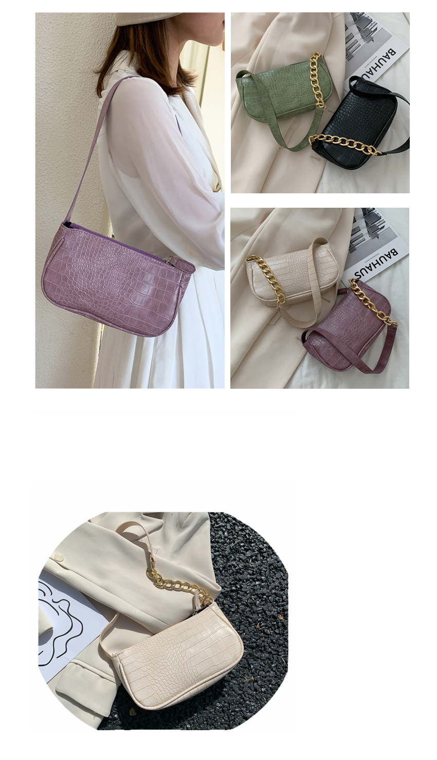 Fashion Purple Stone Chain Shoulder Bag,Shoulder bags