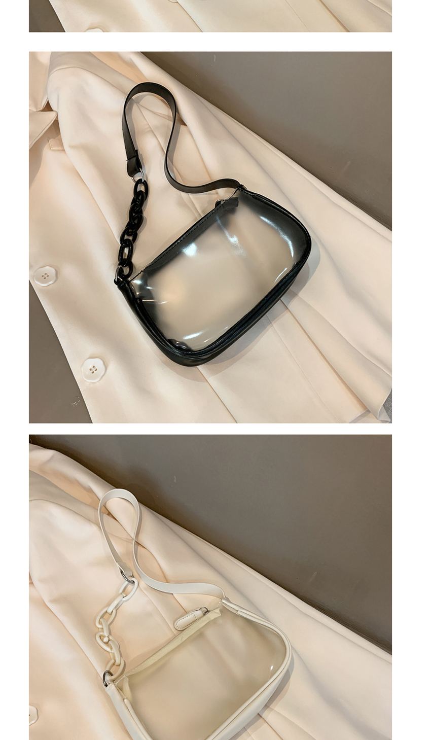 Fashion Blue Transparent Jelly Acrylic Chain Shoulder Bag,Handbags