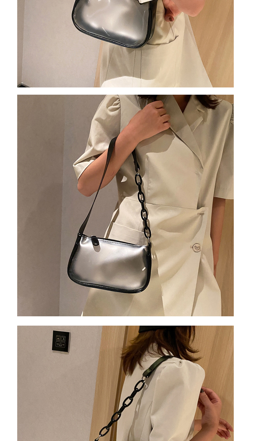 Fashion White Transparent Jelly Acrylic Chain Shoulder Bag,Handbags