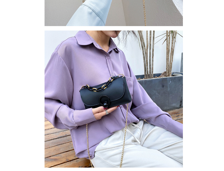 Fashion Purple Pu Leather Chain Lock Shoulder Bag,Shoulder bags