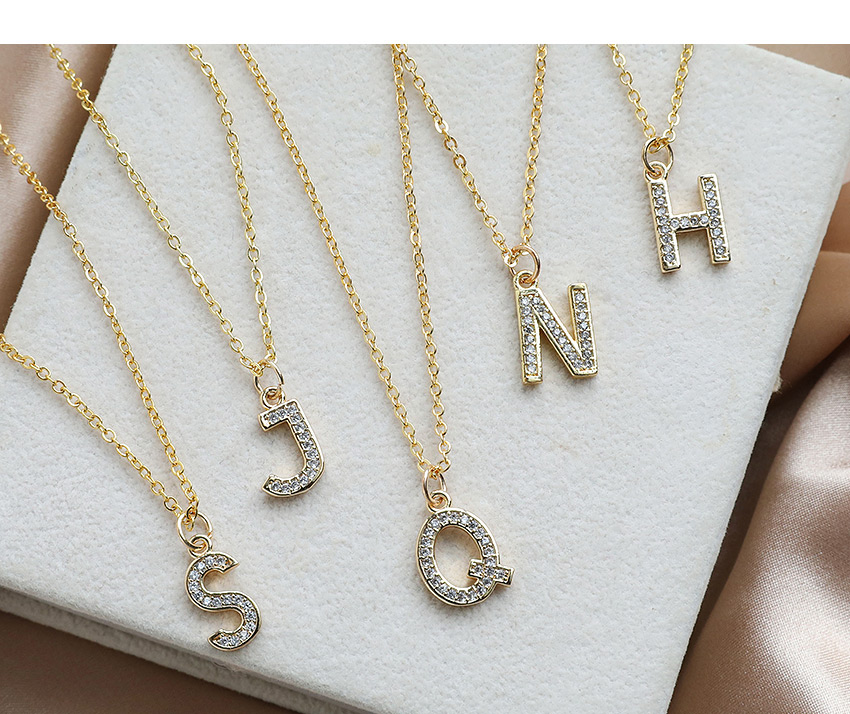 Fashion Q Copper-inlaid Zircon Alphabet Necklace,Chains