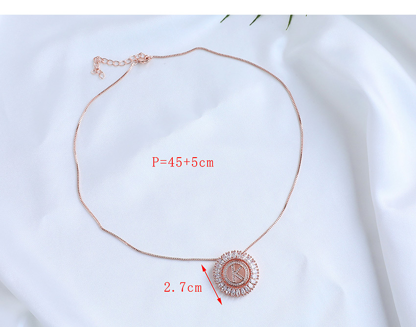 Fashion W Round Alphabet Necklace With Copper And Zircons,Pendants