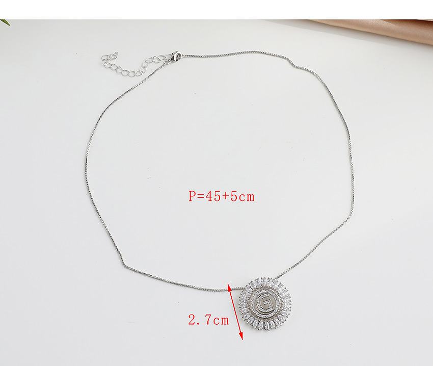 Fashion U Round Alphabet Necklace With Copper Inlaid Zircon,Pendants
