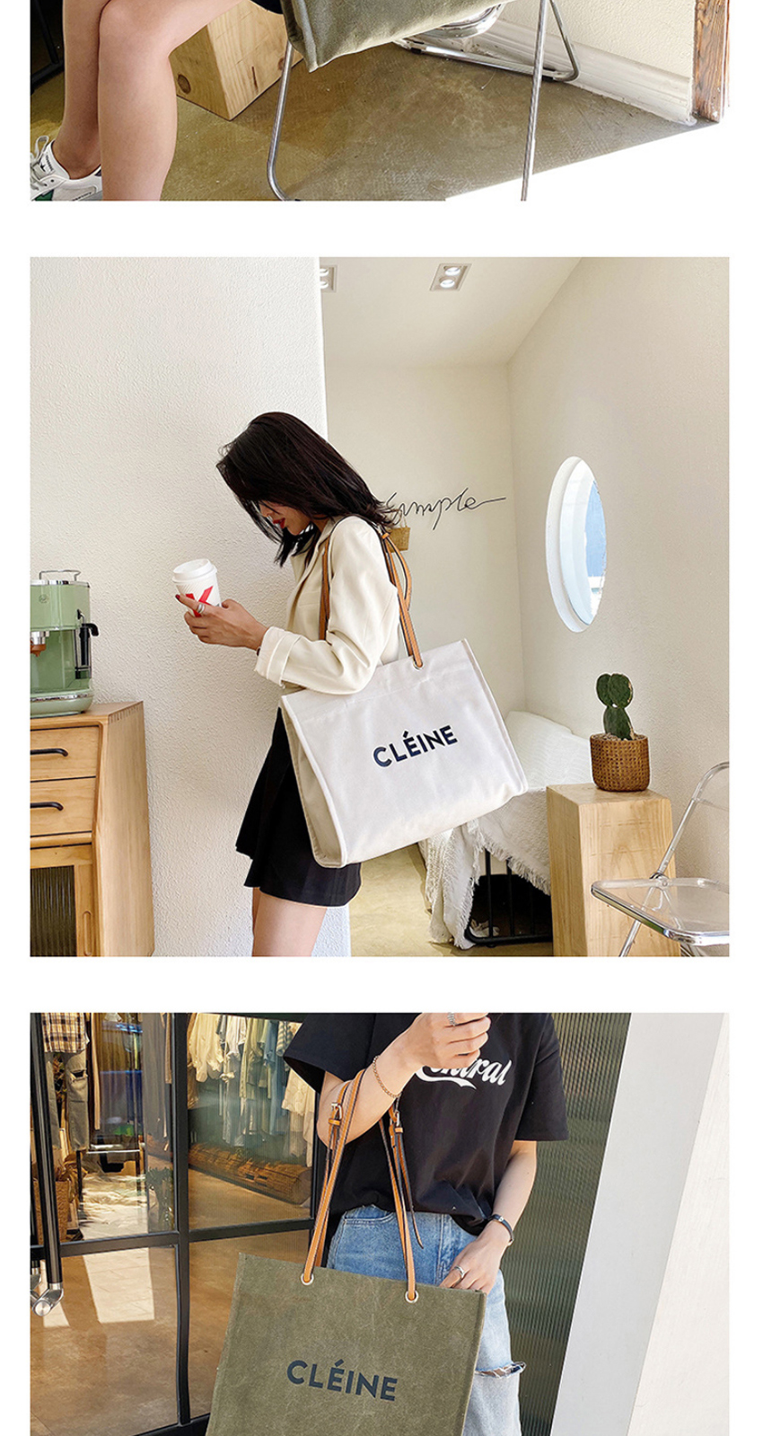 Fashion White Canvas Letter Printed Large Capacity Shoulder Bag,Handbags