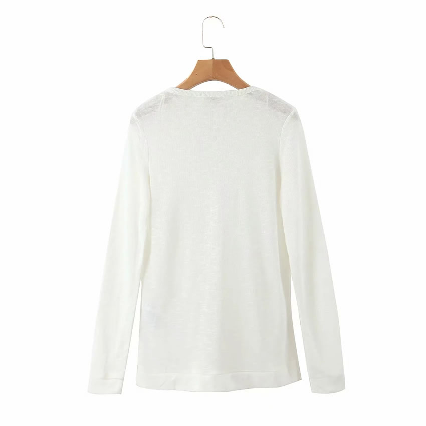Fashion White Thin Single-breasted Knitted Cardigan,Sunscreen Shirts