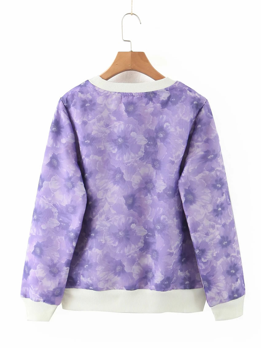 Fashion Purple Eugen Yarn Stitching Double-layer Contrast Sweater,Coat-Jacket