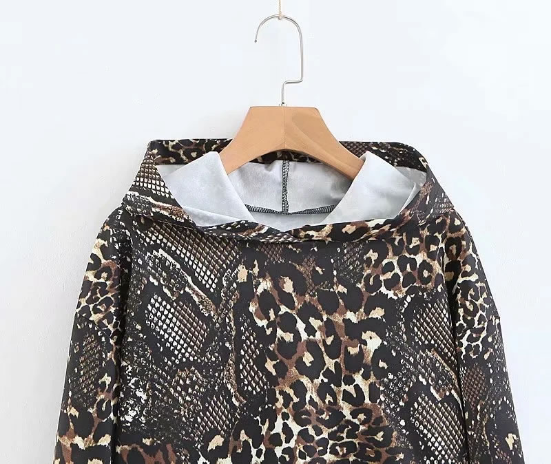Fashion Color Snake Print Hooded Sweatshirt,Coat-Jacket