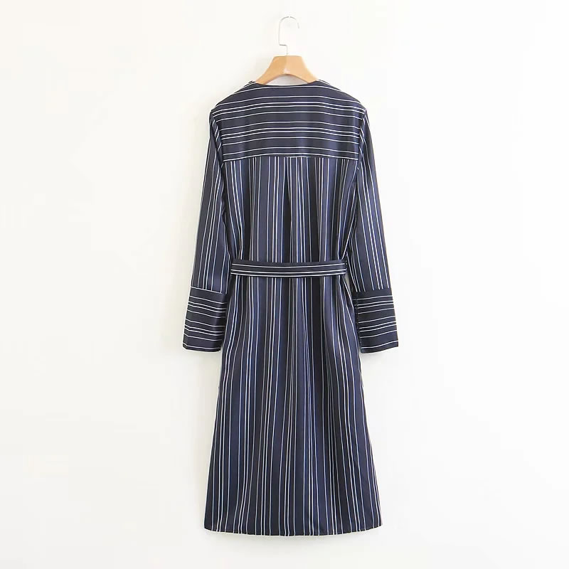 Fashion Color Striped Belted Bow Trench Coat,Coat-Jacket
