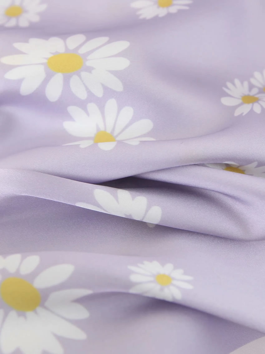 Fashion Purple Sun Flower Print Triangle Sling,Tank Tops & Camis