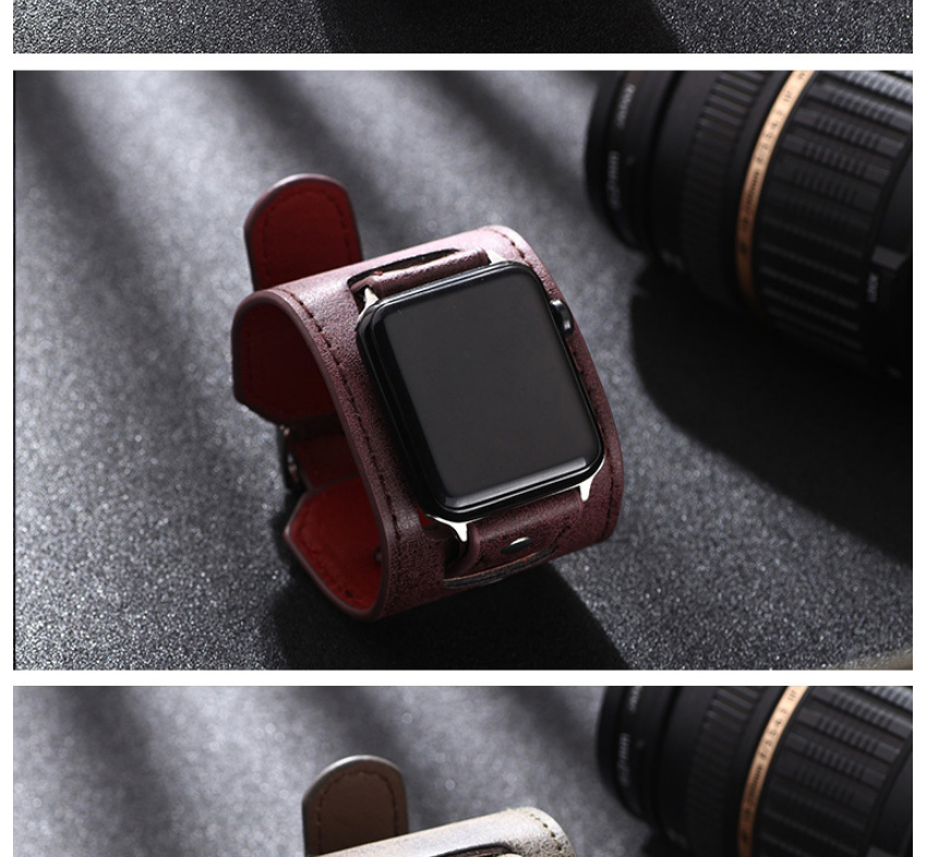 Fashion Red Wine Wishiwatch Leather Alloy Smart Watch (watchband),Men