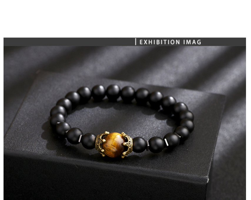 Fashion Volcanic Stone Bracelet Agate Crown High Elastic Alloy Men