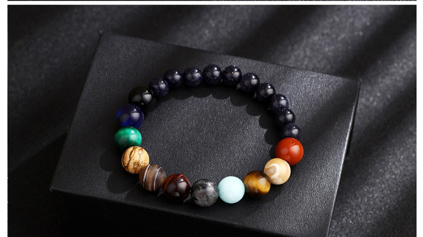 Fashion Color Mixing Stone Blue Sandstone Starry Sky Universe Solar System Planet Bracelet,Fashion Bracelets
