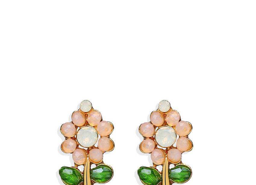 Fashion White Diamond-studded Flower Contrast Alloy Earrings,Stud Earrings